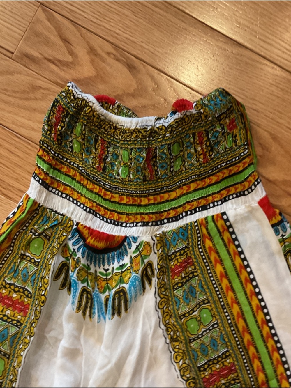 HHG Bohemian White Green Printed Harem Pants Thailand waist 11 stretches 19 OS - Picture 12 of 12